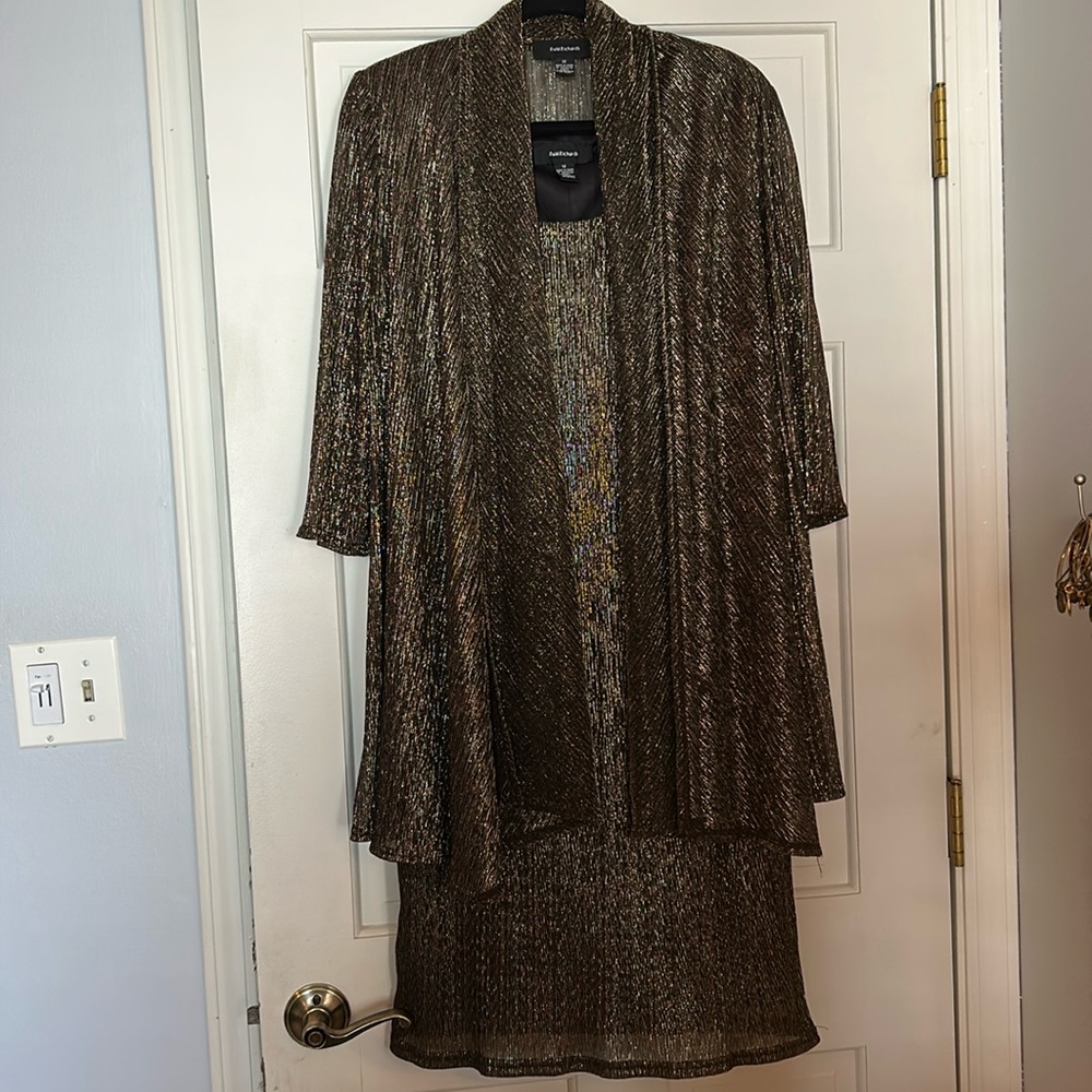 R & M Richards Gold Metallic Dress